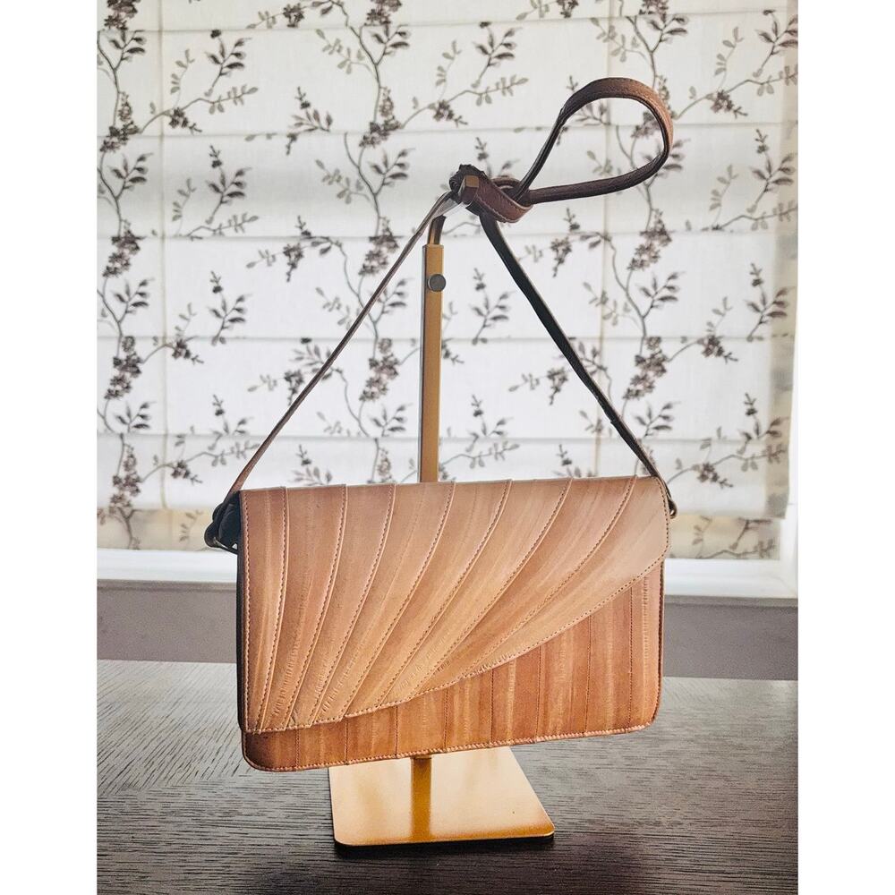 Vintage Genuine Eel Skin Envelope Shoulder Bag Made in Korea